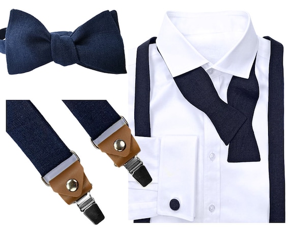 Navy Textured Leather Bow Tie Navy Textured Leather Bow Tie