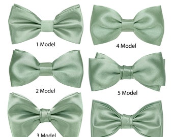 Exclusively Designed Bow ties for Groom and Groomsmen Light Sage Green Satin / Skinny, Slim, Regular Neckties / Suspenders Light Sage Green