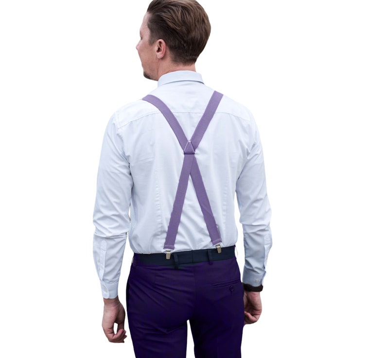 Lavender Bow Tie / Lavender Bow Tie For Men / Lavender Linen Cufflinks / Men's Suspenders / Lavender BowTie / Lavender Braces image 5