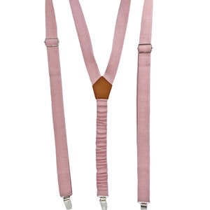 Pale pink Toddler Bow Tie / Pale pink Child Suspenders /Pale pink Linen Suspenders for Toddler / Children Bow Tie image 3