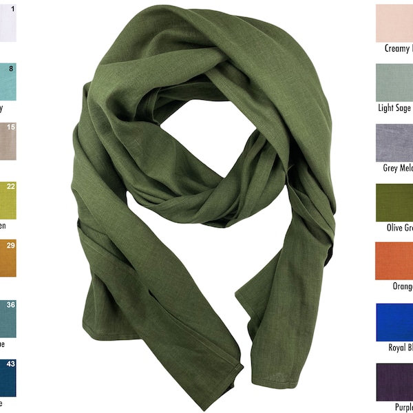 Sciarpa di lino verde muschio scuro, sciarpa unisex, sciarpa avvolgente grande, sciarpa di lino biologico, sciarpa di lino donna, sciarpa di lino uomo, idea regalo di lino