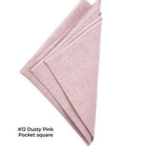 Dusty Pink Linen Bow Tie / Dusty Rose Linen Bowtie / Dusty Rose Pocket Square / Bow Suspenders Pochette / Dusty Rose Cufflinks image 3