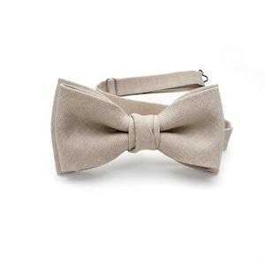 Pajarita beige / Pajarita de lino beige / Tirantes para bodas / Pajarita beige para padrinos de boda / Gemelos beige