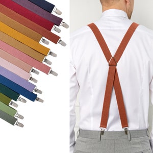 Custom Colors Universal Suspenders With Clips, X Type Braces, Bow tie, Cufflinks, Pocket Square, Groomsmen Suspenders, Wedding Suspenders