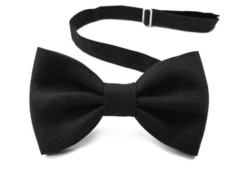 Pajarita negra / Pajarita negra para padrinos de boda / Gemelos de lino negro / Tirantes para hombre / Pajarita negra para hombre / Pajarita para novio