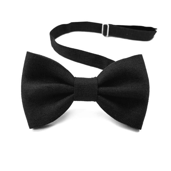 Black Bow Tie / Black Bow Tie for Groomsmen / Black Linen