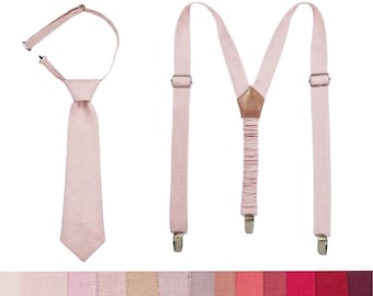 Corbata Pre-atada para Niños Rosa Polvorienta, Tirantes Niños Rosa Polvorienta, Corbata y Tirantes Juveniles, Corbata y Tirantes Adultos