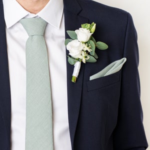 Sage green tie for groom and groomsmen.