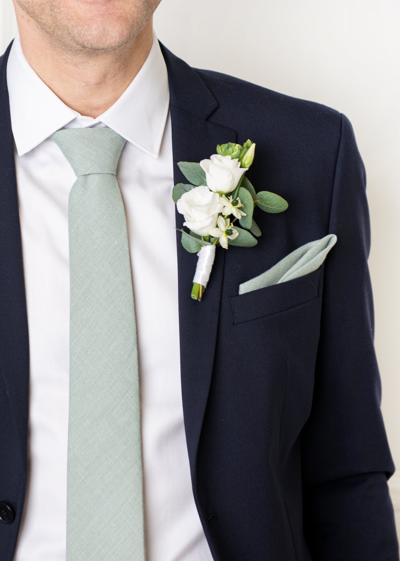 Sage green tie for groom and groomsmen.