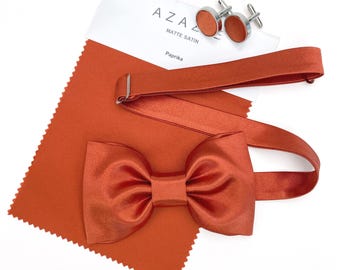Paprika Mens Bow tie, Paprika Suspenders, Dad and Son Paprika Orange Bow tie & Suspenders, Matching Paprika Bow and Suspender Set for Boys