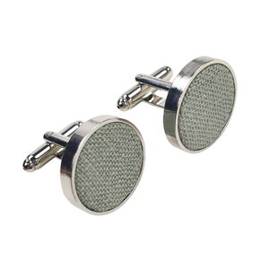Sage Green Linen Cufflinks / Sage Green Linen Bow Tie / Sage Green Linen Suspenders / Sage Green Linen Pocket Square / Green Cufflinks