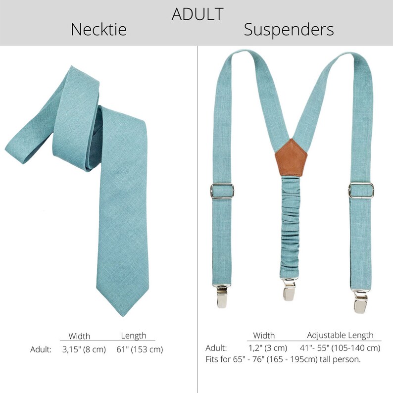 Aqua Sky Pre-tied Tie for Kids, Aqua Sky Suspenders for Kids, Toddler Tie and Suspenders, Child Tie, Teens Tie and Suspenders, Adult Necktie image 3