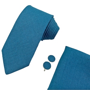 Teal Blue Skinny Tie / Teal Blue Skinny NeckTie / Teal Blue Wedding Tie / Skinny Linen Necktie / Teal Blue Linen Bow Tie / Teal Blue Tie