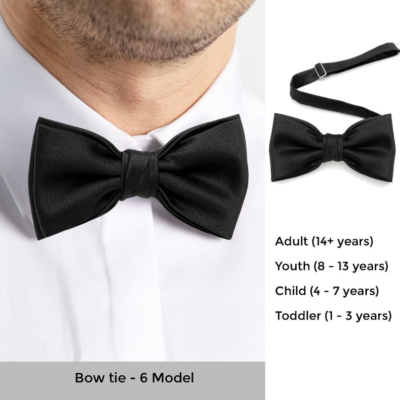 Best seller bow tie for wedding in black silk satin. Black suit bow tie.
Noeud papillon best-seller pour mariage en satin de soie noir. Noeud papillon de costume noir.
Bestseller Fliege fur Hochzeit aus schwarzem Seidensatin. Schwarze Anzugsfliege.