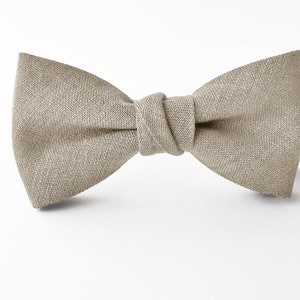 Beige Bow Tie / Beige Linen Bow Tie / Suspenders For Weddings / Beige Bow Tie For Groomsmen / Beige Cufflinks