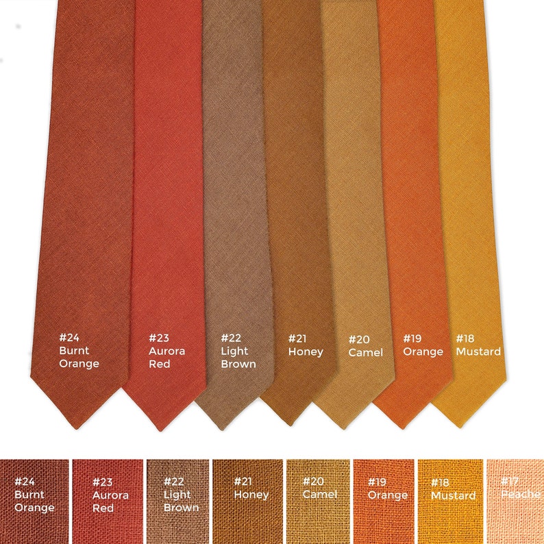 Orange Tie, Burnt orange Tie, Terracotta Tie,  Rust Tie, Copper tie, brown tie, camel tie, honey tie, mustard tie, peach tie.
Cravate orange, cravate en terre cuite, cravate rouille, cravate en cuivre, cravate marron, cravate miel, cravate moutarde.