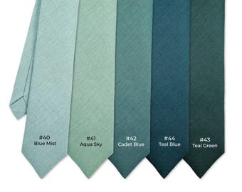 Blue and other colours accessories. Regular/Slim/ Skinny wedding groom neckties. Mist, Teal, Cadet, Aqua Blue, Sage Green ties, suspenders