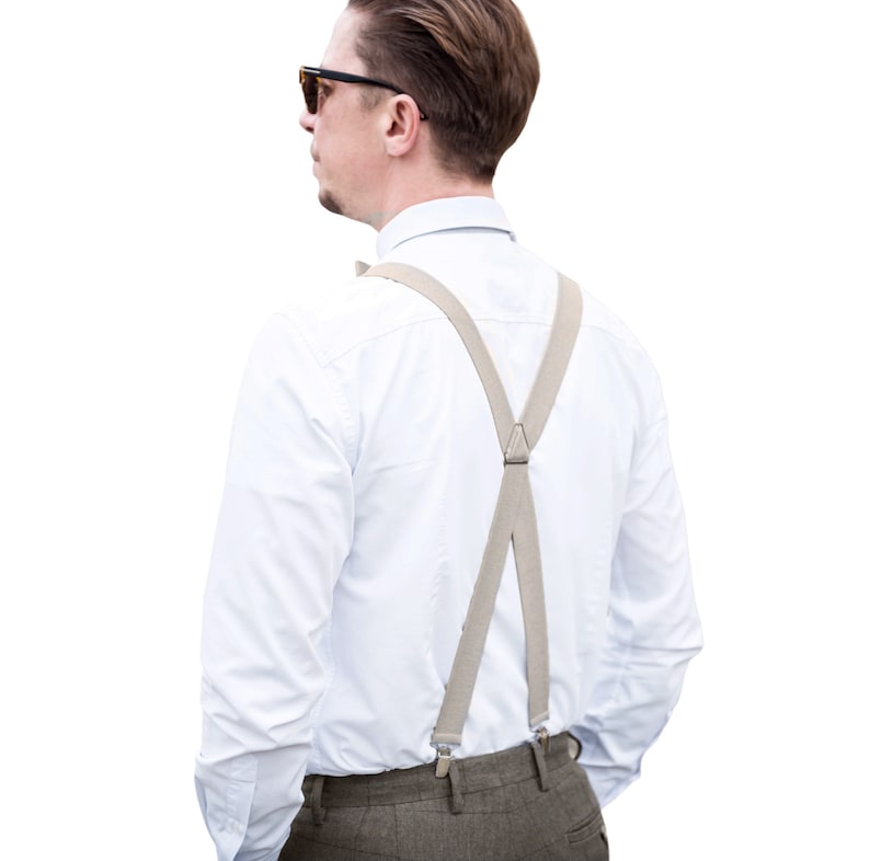 Beige Bow Tie Beige Bow Tie For Groomsmen beige Linen Cufflinks Men/'s Suspenders Beige Men/'s Bow Tie Beige Braces