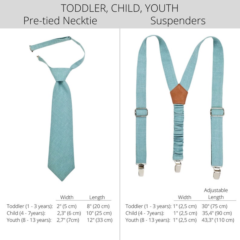 Aqua Sky Pre-tied Tie for Kids, Aqua Sky Suspenders for Kids, Toddler Tie and Suspenders, Child Tie, Teens Tie and Suspenders, Adult Necktie image 2