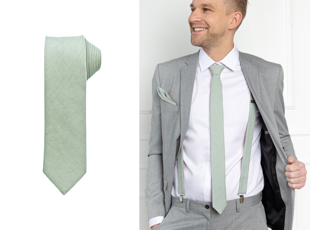 Light Sage Green Skinny Tie / Light Sage Green Skinny Necktie / Light ...