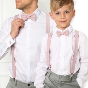 Dusty Pink Toddler Bow Tie / Dusty Rose Child Suspenders / Dusty Pink Suspenders for Toddler / Children Bow Tie