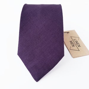 Purple Regular Tie / Dusty Purple Tie / Dusty Purple Wedding Tie / Linen Regular Necktie / Purple Cufflinks / Purple Regular Tie