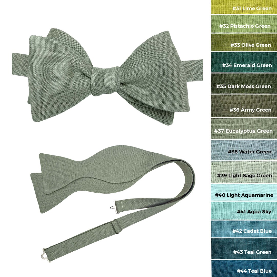 Eucalyptus Green Selftie Bow Tie, Cufflink, Pocket Square, Eucalyptus