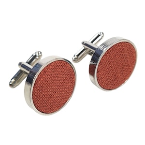 Noeud Papillon Orange Brûlé, Boutons de manchette Orange Brûlé, Pochette de costume Orange Brûlé, Bretelles Orange Brûlé Only Cufflinks (2)