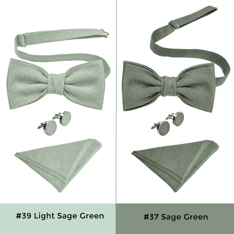 Light Sage Green Bow Tie / Light Green Bow Tie For Groomsmen / Light Green Cufflinks / Light Green Suspenders / Light Green Men's Bow Tie zdjęcie 6