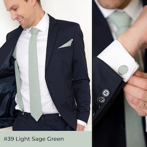 Cravates de Mariage de couleurs Vertes: Cravate Vert Sauge / Cravate Slim Eucalyptus / Cravate Fine Vert Mousse / Cravate Vert Emeraude image 7
