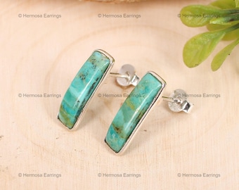 Remarkable Turquoise Dainty Earrings, Gemstone Earrings, Blue Stud Earrings, 925 Sterling Silver Jewelry, Birthday Gift, Earrings For Mother