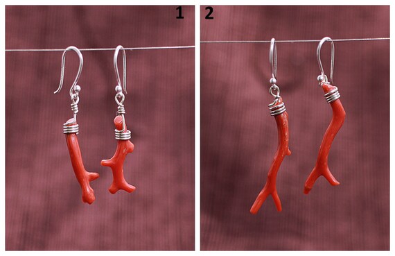 Orecchini Pendenti Fatti A Mano In Corallo E Placcato Argento - Gioielli Moda Etnici Per Donna, Regalo Speciale - 3