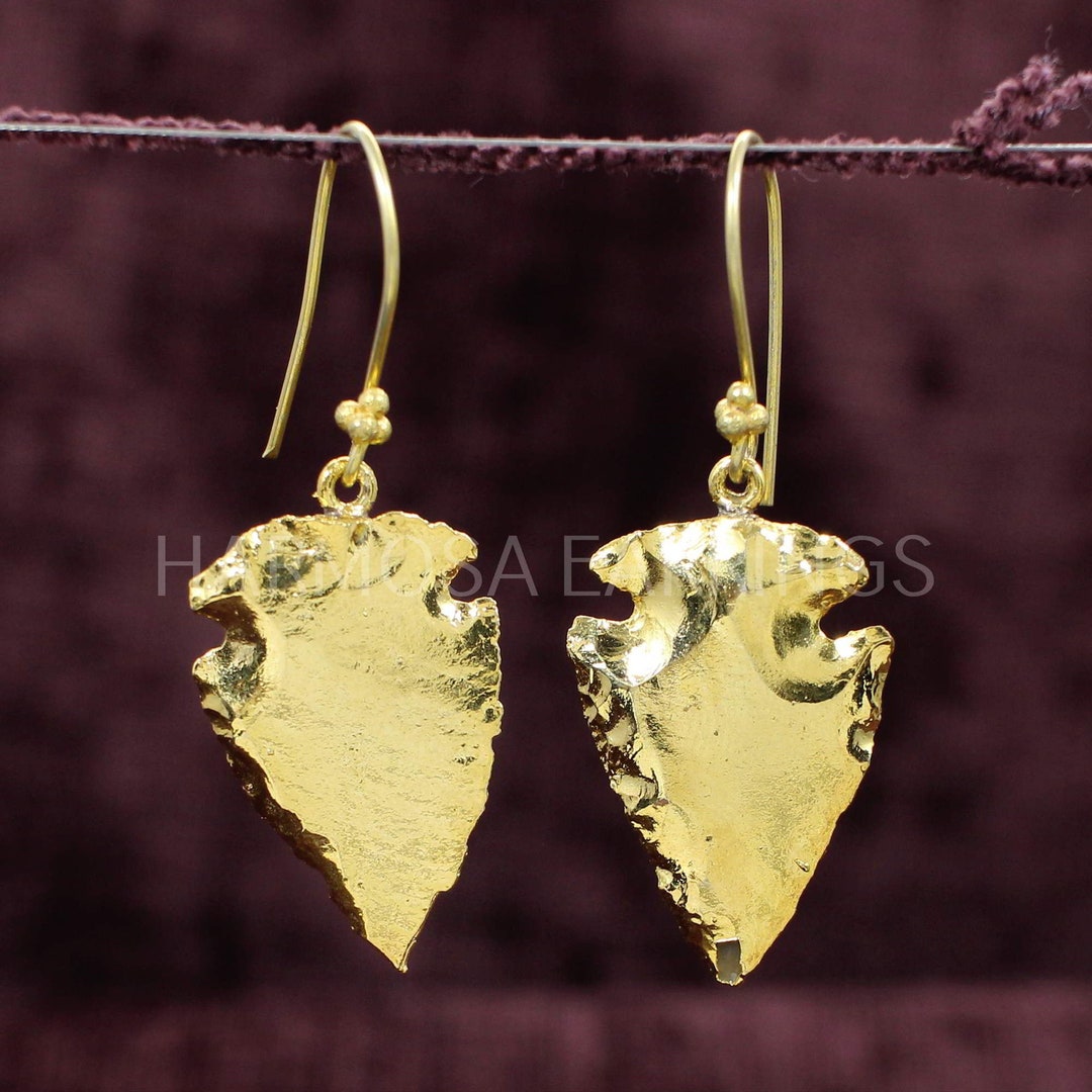 Arrow Head Light Weight Brass Gold Plated Delicate Earrings Etsy UK