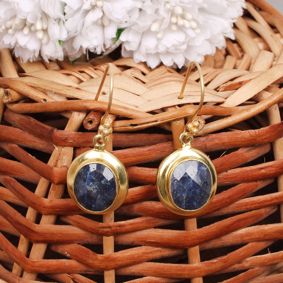 Retro Blue Natural Stone Earrings