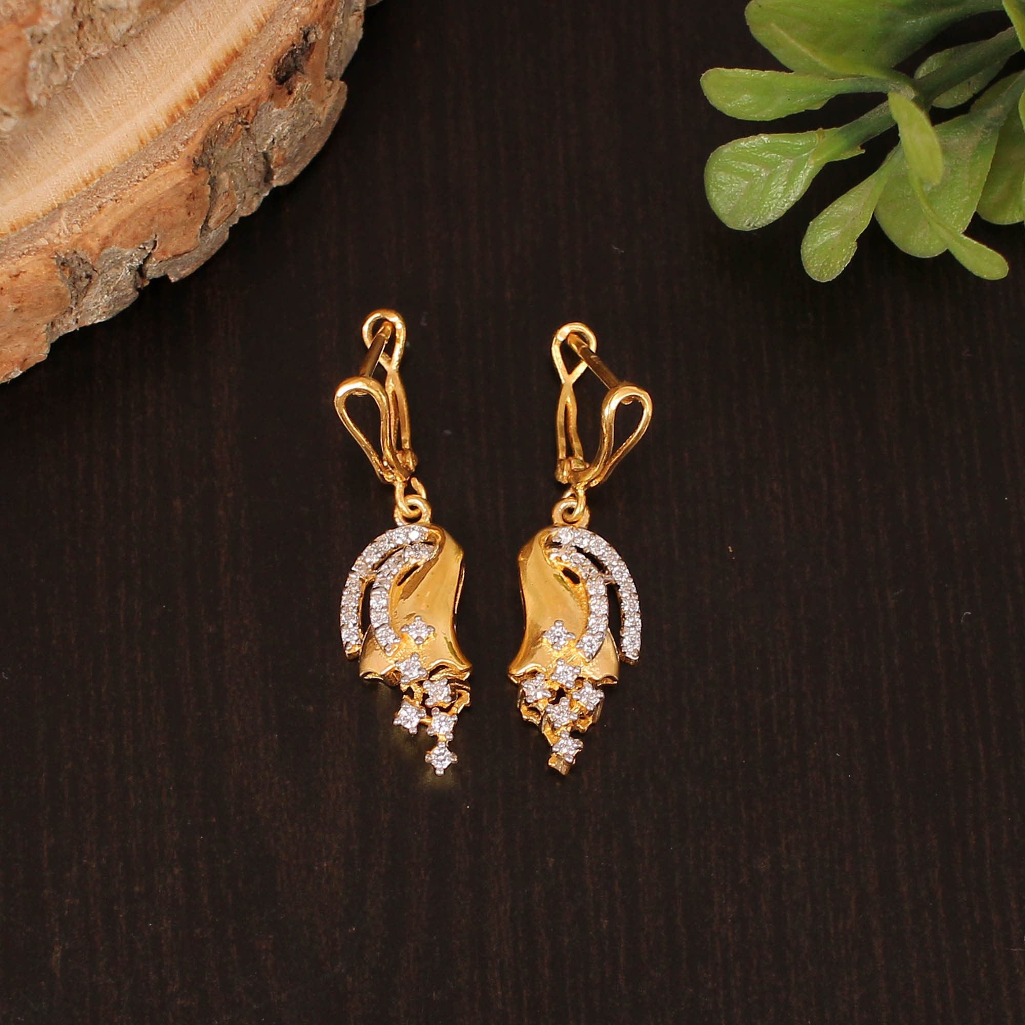 925 Silver Dangle & Drop Earring, 925 Sterling Silver, White Cz Stone Earring, Gold Plated Earring, Women Earring, Handmade Earring For Her