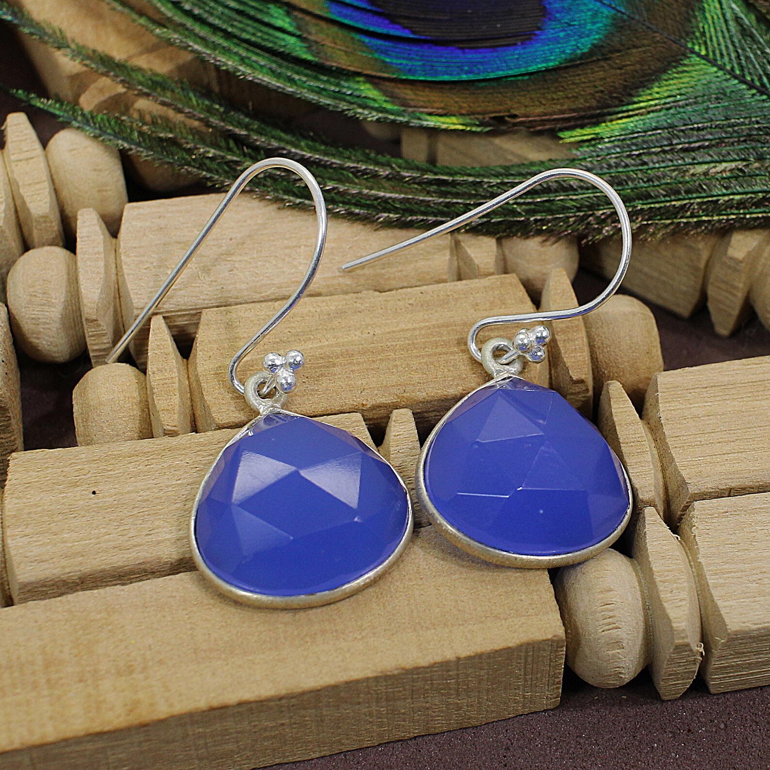 Blaue Chalcedon Silber Ohrringe Chalcedon Schmuck Chalcedon | Etsy