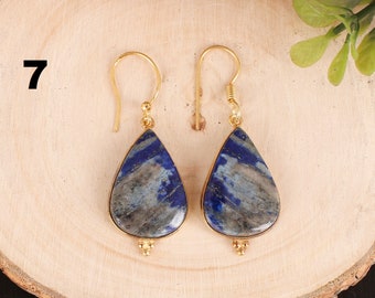 Boucles D'oreilles Pendantes Lapis Lazuli - Fait Main En Argile Polymère, 4,8 Cm, Neuf Avec étiquettes