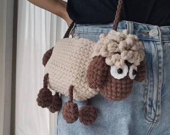 Crochet Sheep Bag, Amigurumi Sheep Purse, Handmade Animal Cross-body Purse