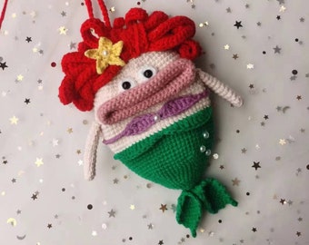 PATTERN: Crochet Mermaid Key Bag, Amigurumi Mermaid Key Holder PATTERN, Handmade Cute Key Cover, Crochet Keychain PATTERN