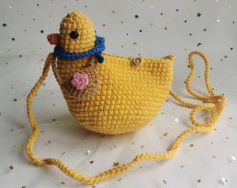 Crochet Duck Bag PATTERN , Amigurumi Duck Plush, Crochet Purse Gifts, Crochet Pouch PATTERN, Handmade Animal Plush, Crochet Purse PATTERN