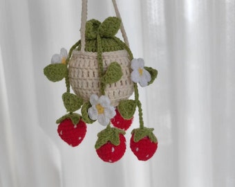 PATTERN: Crochet Strawberry PATTERN, Crochet Flower Basket Plant PATTERN