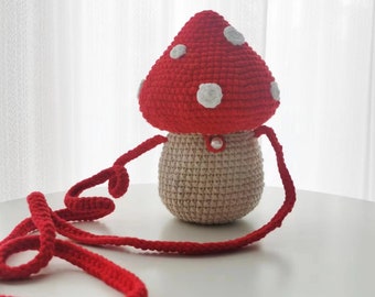 MOTIF: Sac de champignon au crochet, MODÈLE de sac à main de champignon Amigurumi, MODÈLE de champignon fait à la main