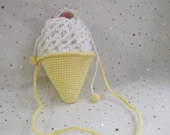 PATTERN : Crochet Ice-cream Bag,Knitted Purse PATTERN, Handmade Bag