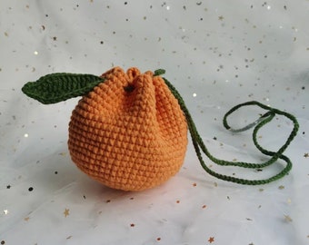 Crochet Orange Bag PATTERN, Drawstring Bag PATTERN, Crochet Drawstring Bag ,Crochet Purse, Crochet Fruit Pouch, Crochet Citrus Bag PATTERN