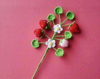 PATTERN: Crochet Strawberries Flowers, Amigurumi Strawberries PATTERN,Handmade Flowers PATTERN