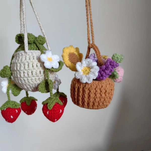 Crochet Plant Flower Basket, Amigurumi Flower Decor, Handmade Flowers Gifts