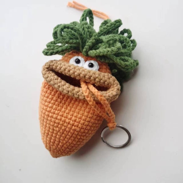 PATTERN: Crochet Carrot Keychain Pattern,Amigurumi Carrot Key Holder, Knitted Key Bag, Key Cover PATTERN