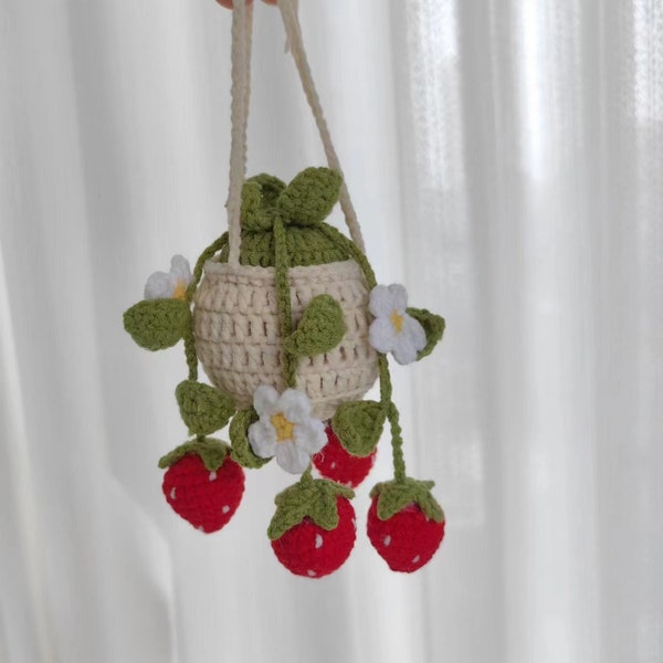 MOTIF: MOTIF de fraise au crochet, MOTIF de plante de panier de fleurs au crochet