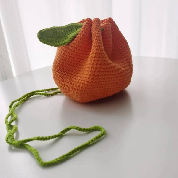 Crochet Orange Bag,Amigurumi Bag Gifts,Orange Bag for her, Handmade Orange Gifts, Orange Purse