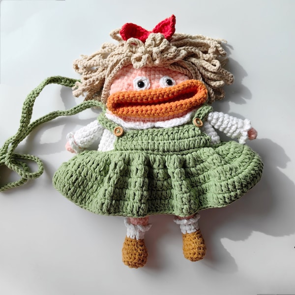 PATTERN: Crochet Girl Phone Bag PATTERN, Amigurumi Cute Purse PATTERN